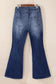 Sky Blue Button Fly Ripped High Waist Flare Jeans