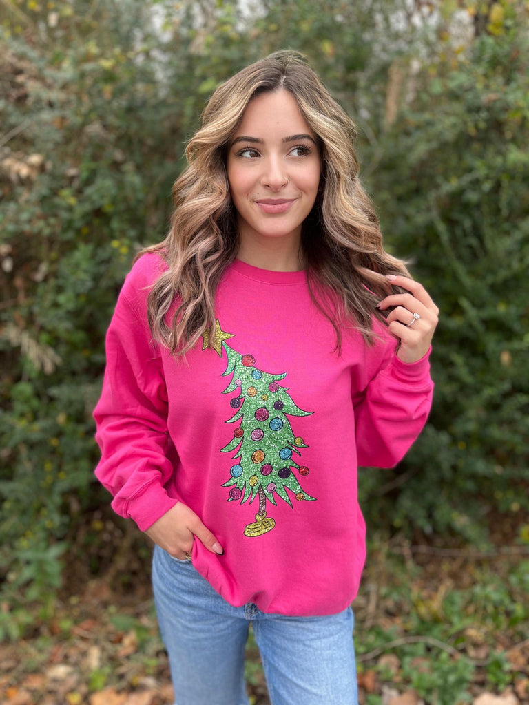 Glitter Christmas Tree Sweatshirt- ASK Apparel LLC