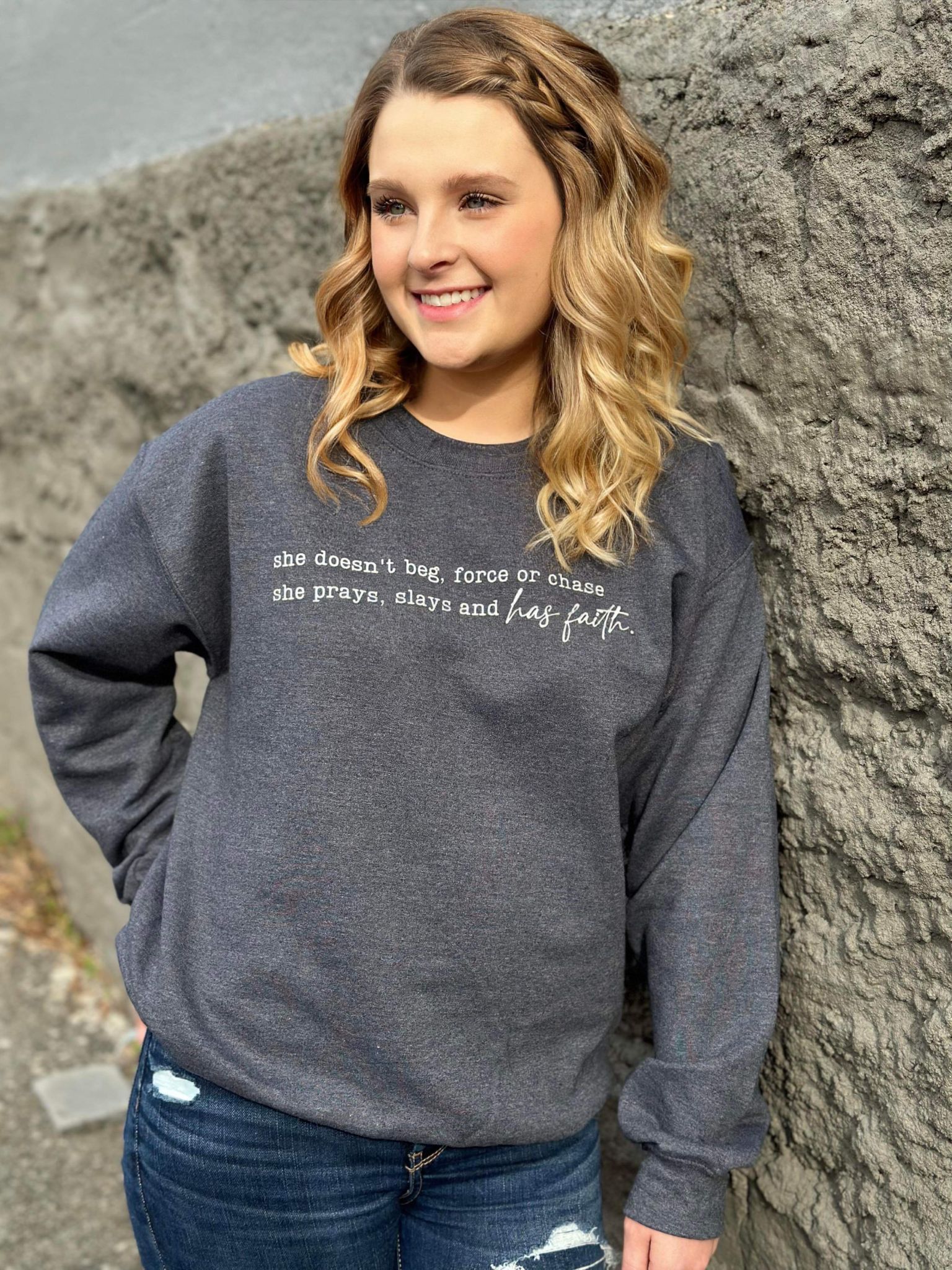 She Has Faith Sweatshirt- ASK Apparel LLC