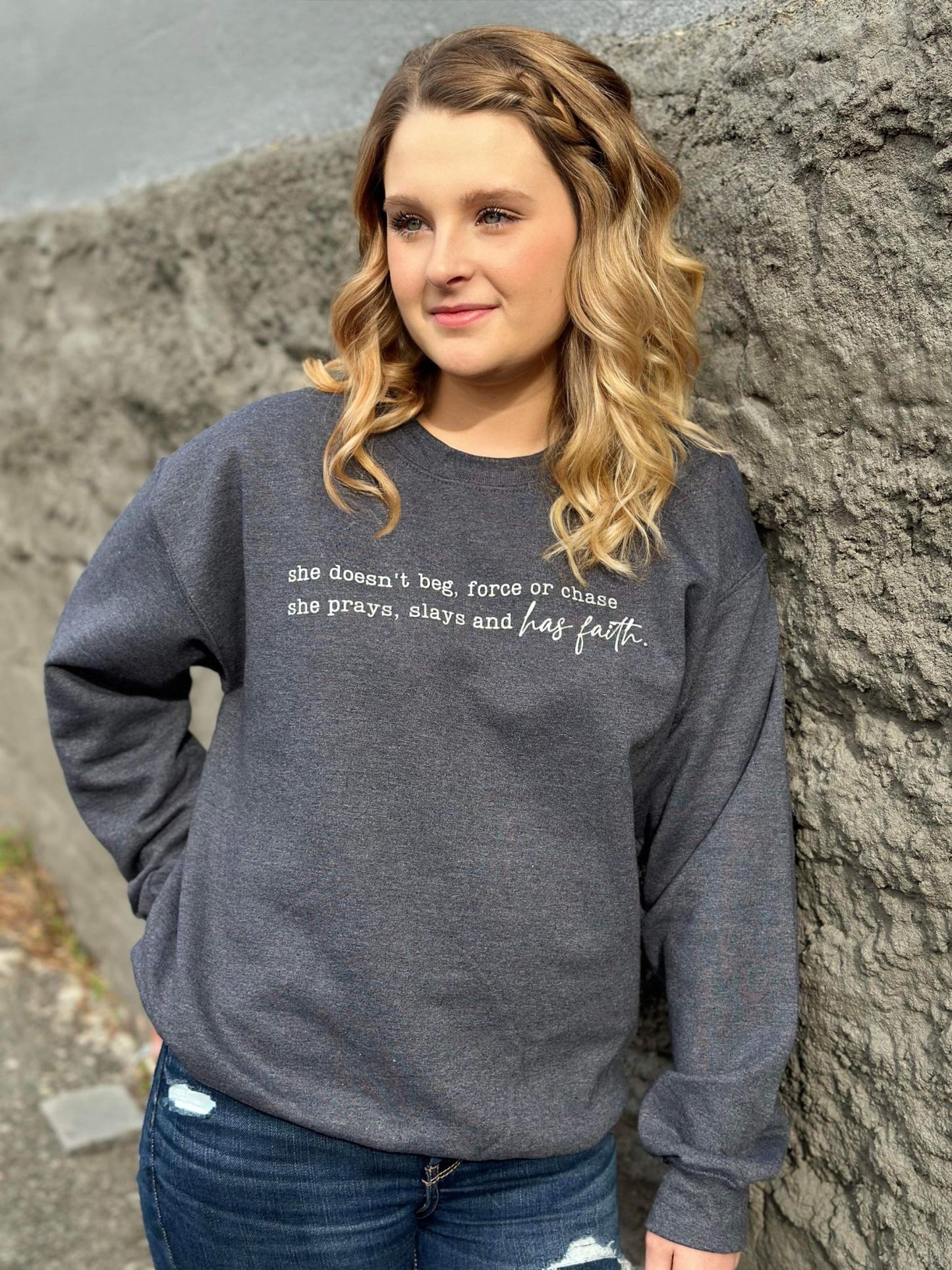 She Has Faith Sweatshirt- ASK Apparel LLC