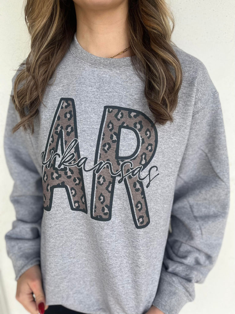 Arkansas Leopard Outline Sweatshirt- ASK Apparel LLC