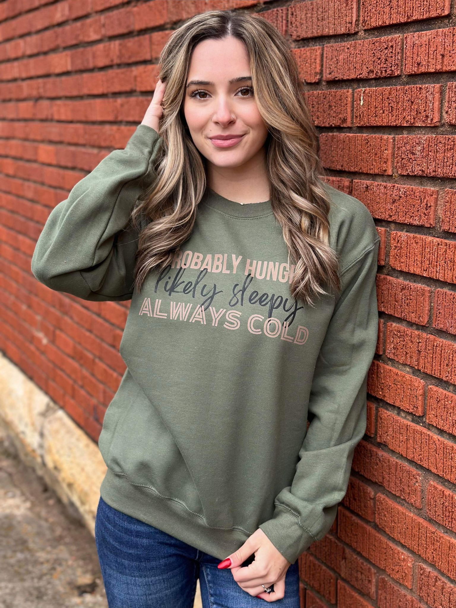 Hungry Sleepy and Always Cold Green Sweatshirt - ASK Apparel LLC