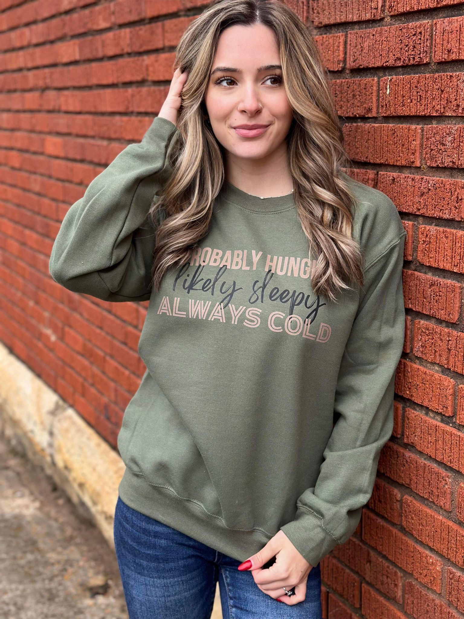 Hungry Sleepy and Always Cold Green Sweatshirt - ASK Apparel LLC