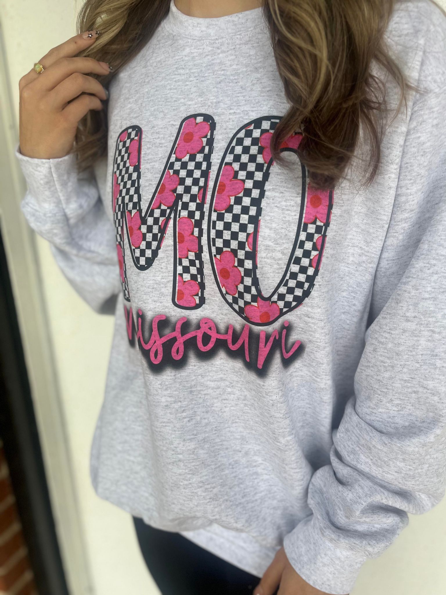 Checkered Custom State Sweatshirt- ASK Apparel LLC