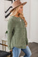 Green Long Sleeve Round Hem Cable Knit Sweater