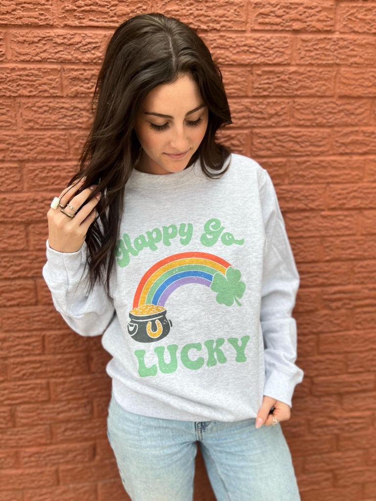 Happy Go Lucky Sweatshirt- ASK Apparel LLC