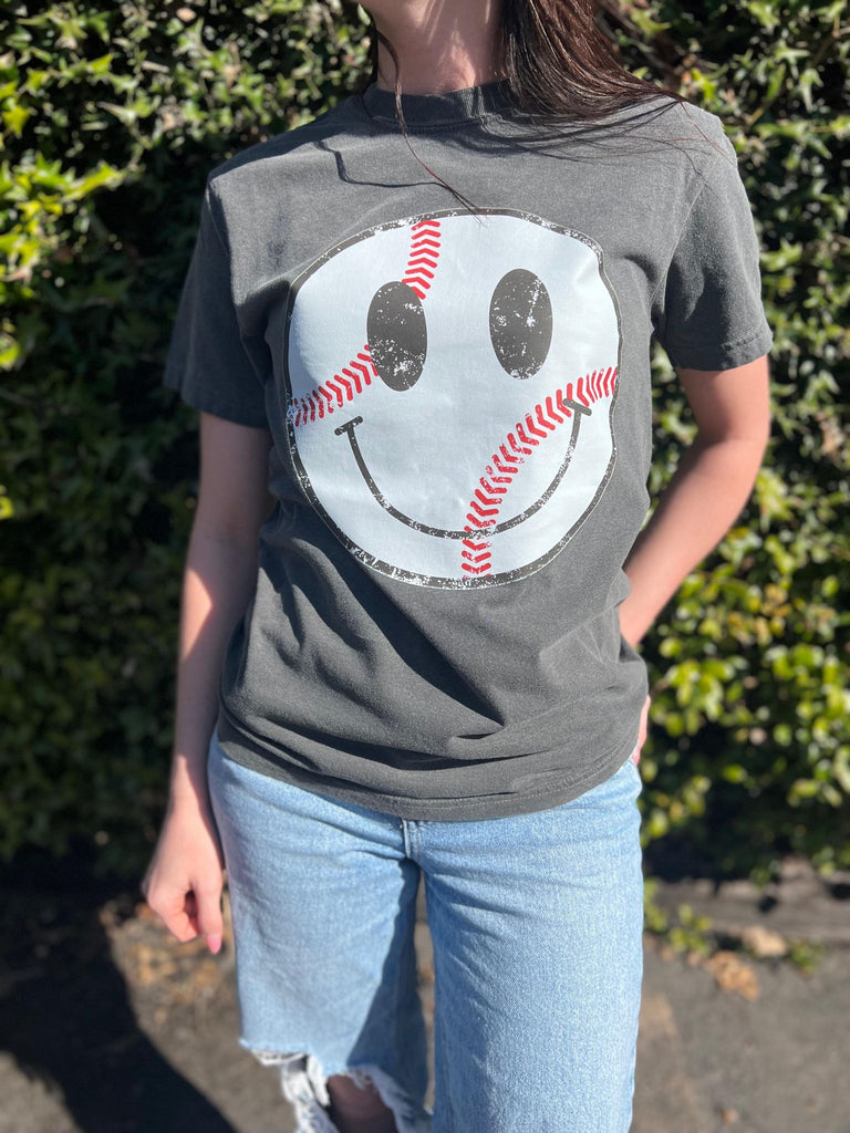 Smiley Baseball Tee- ASK Apparel LLC