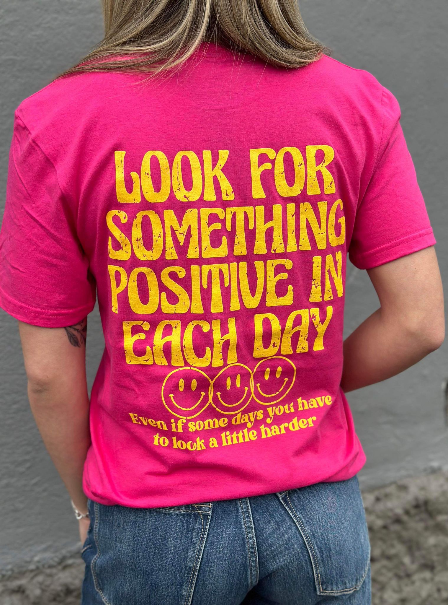 Look For Something Positive Pink Tee- ASK Apparel LLC