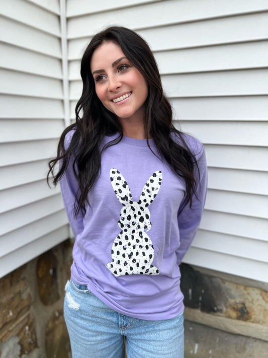 Long Sleeve Dalmatian Print Bunny Tee- ASK Apparel LLC