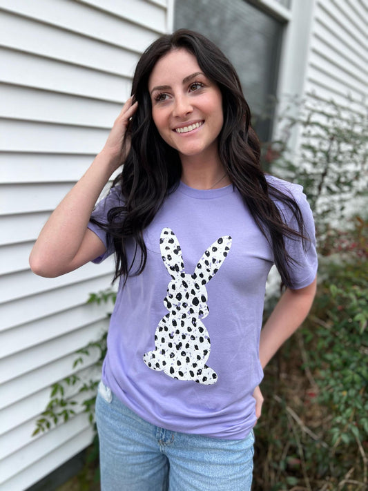 Purple Dalmatian Print Bunny Tee- ASK Apparel LLC