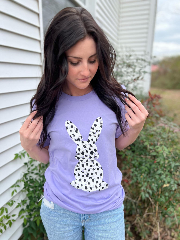 Purple Dalmatian Print Bunny Tee- ASK Apparel LLC