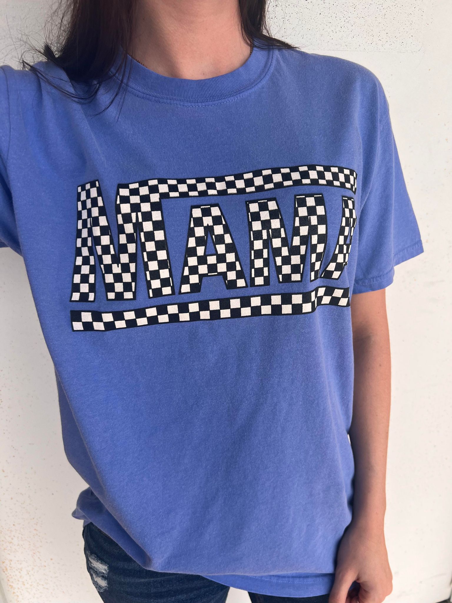 Spring Checkered Mama Tee- ASK Apparel LLC