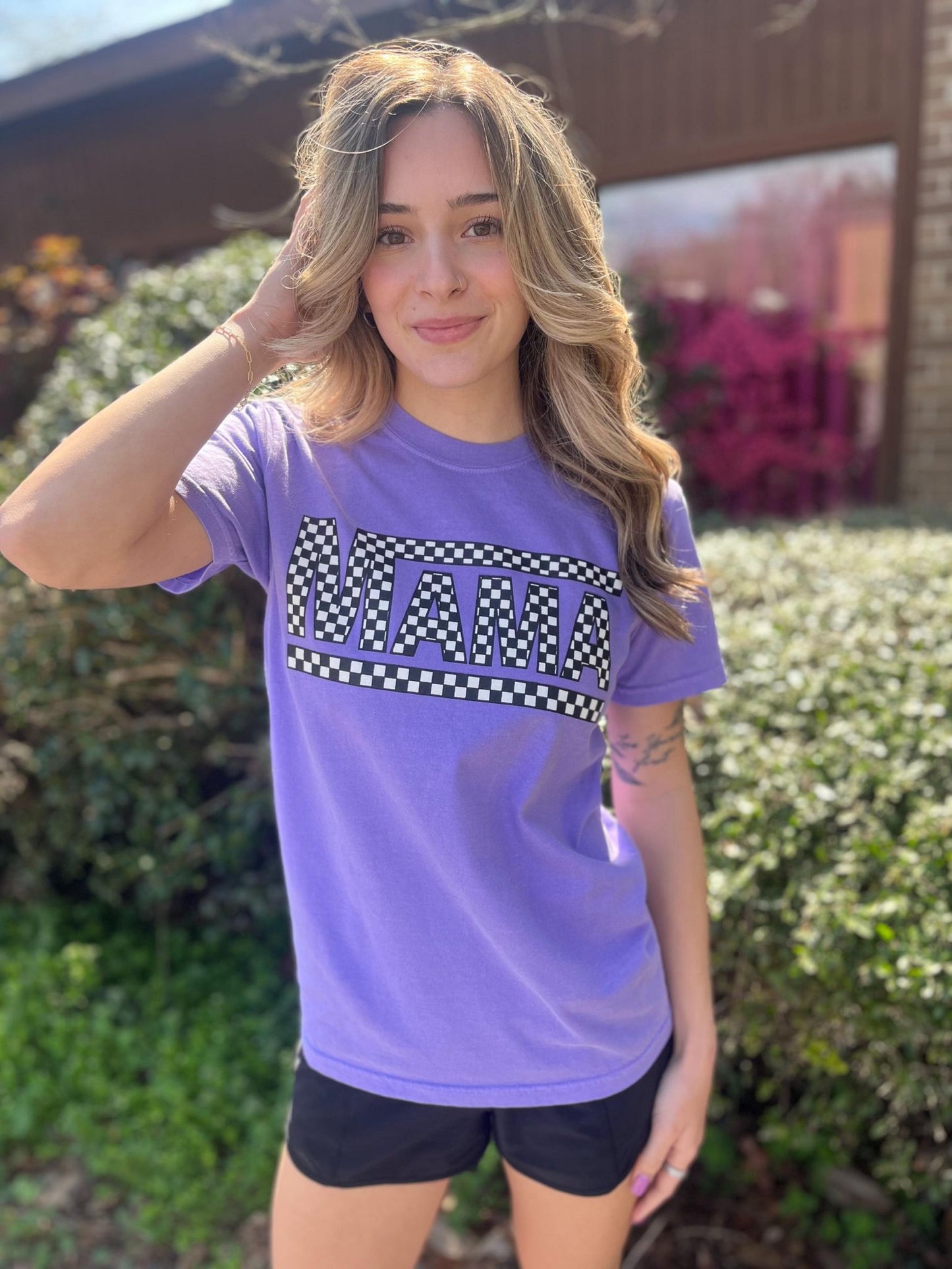 Spring Checkered Mama Tee- ASK Apparel LLC