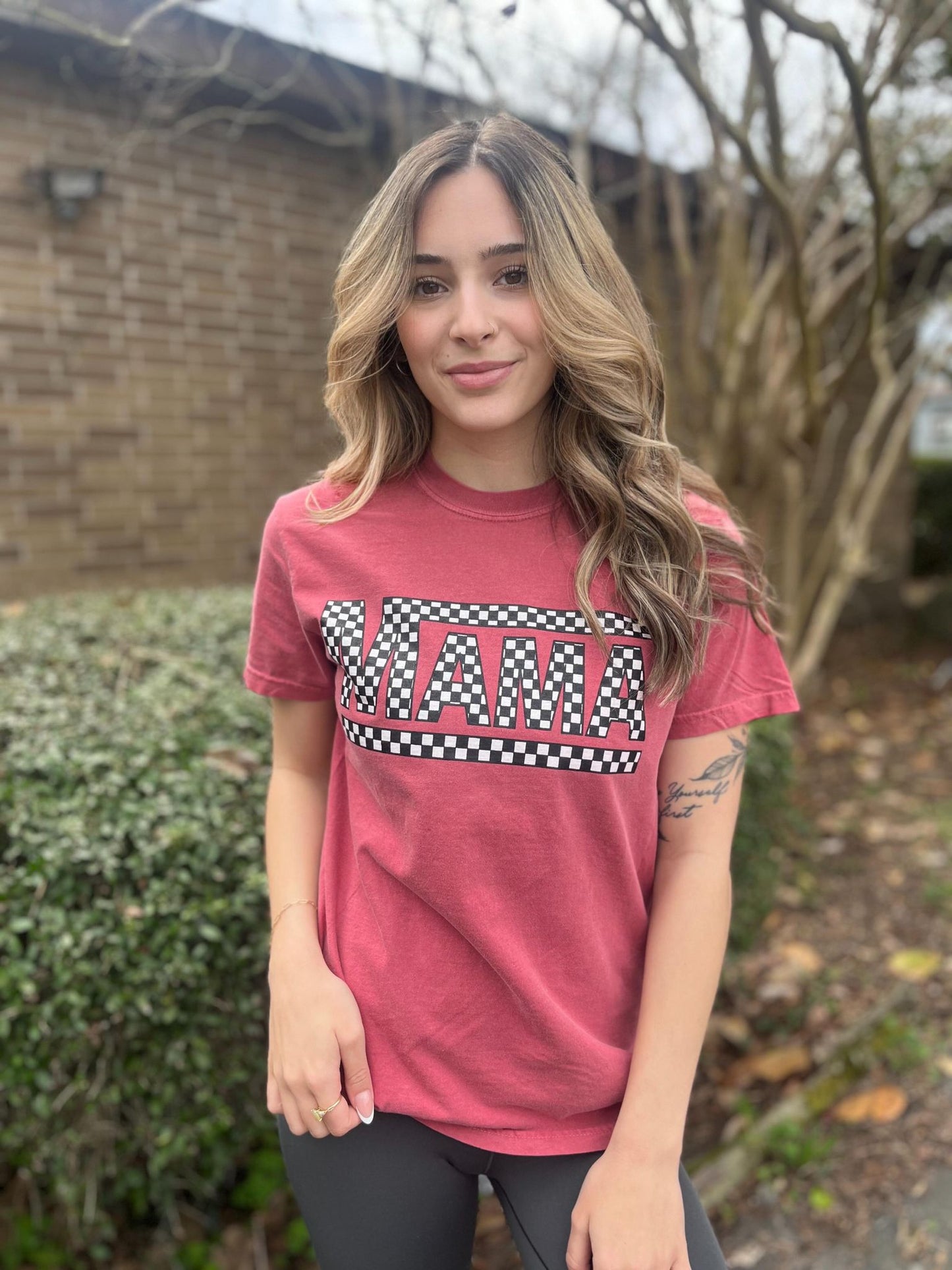 Spring Checkered Mama Tee- ASK Apparel LLC