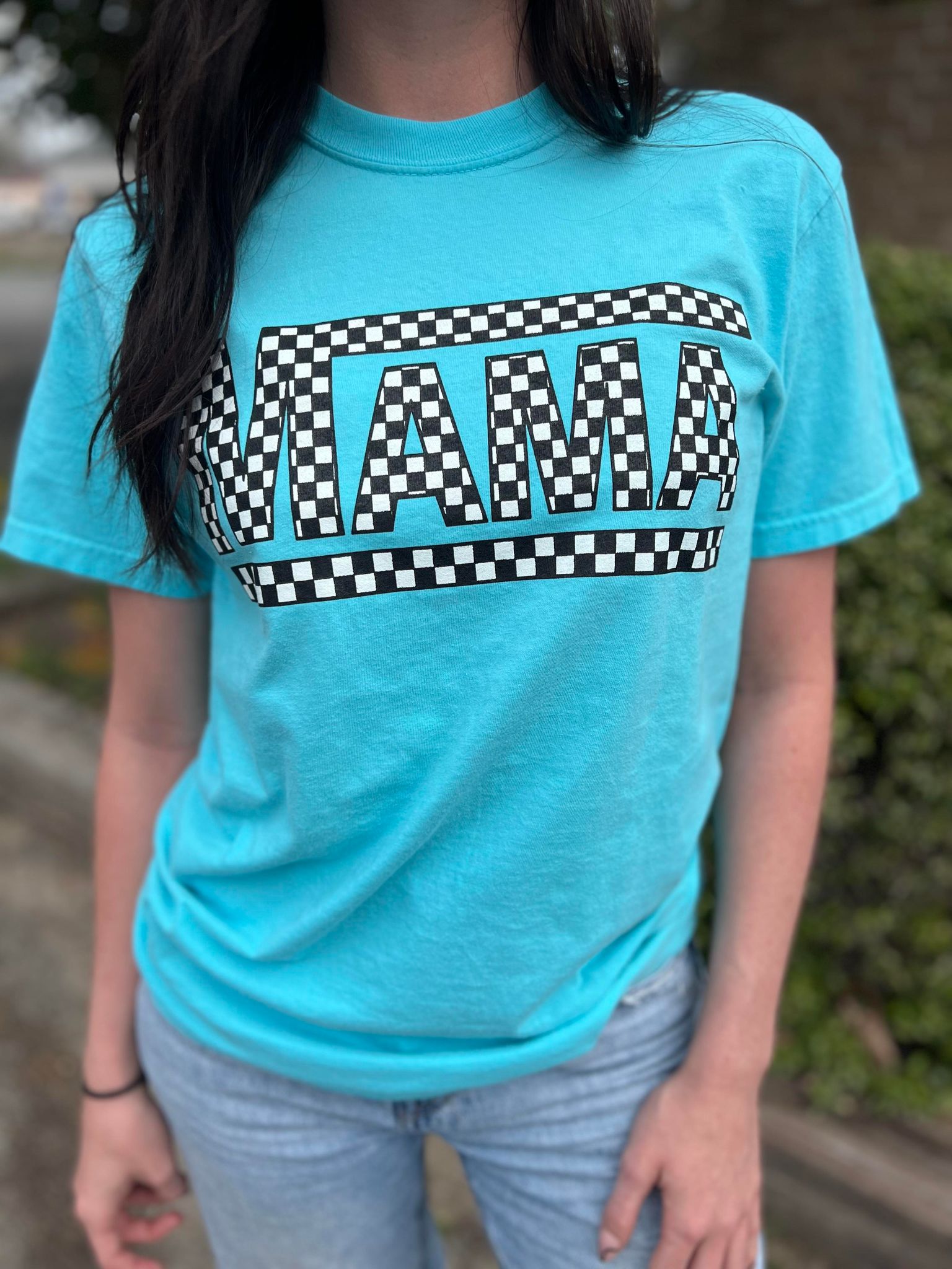 Spring Checkered Mama Tee- ASK Apparel LLC