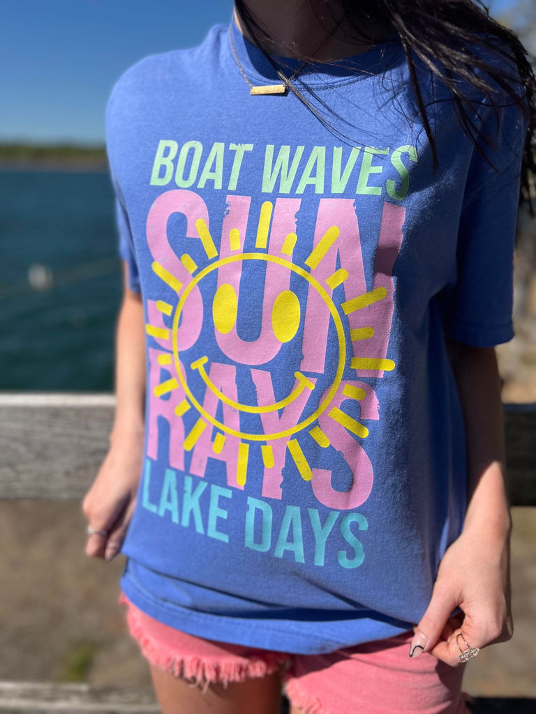 Boat Waves Sun Rays Lake Days Tee- ASK Apparel LLC