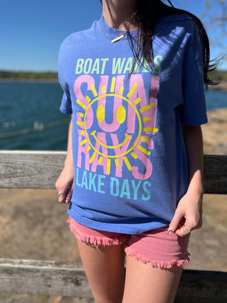 Boat Waves Sun Rays Lake Days Tee- ASK Apparel LLC
