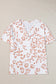 White Plus Size Leopard Print V Neck Short Sleeve Top