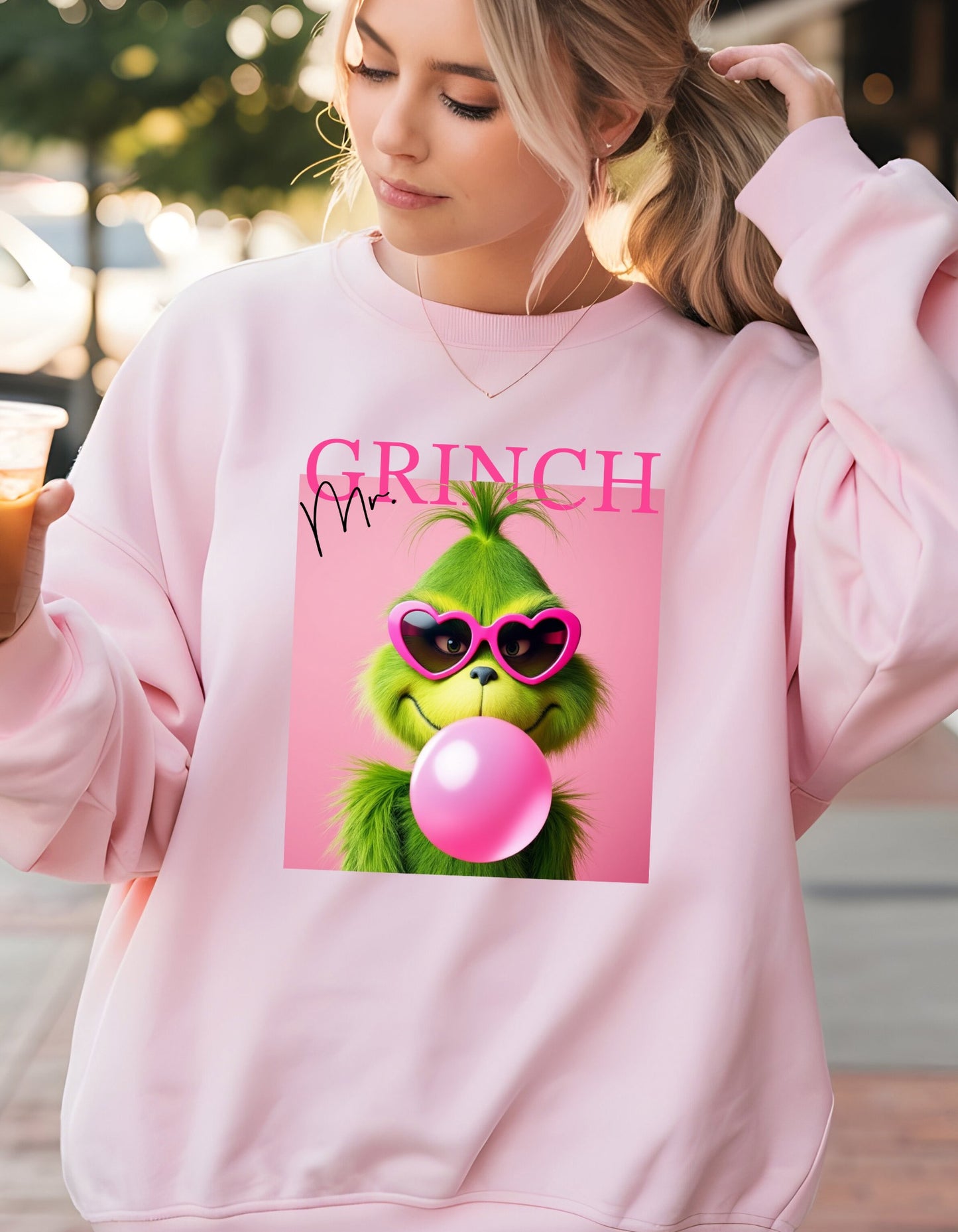 Mr. Grinch Blowing Bubble Gum Sweatshirt