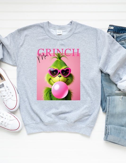 Mr. Grinch Blowing Bubble Gum Sweatshirt