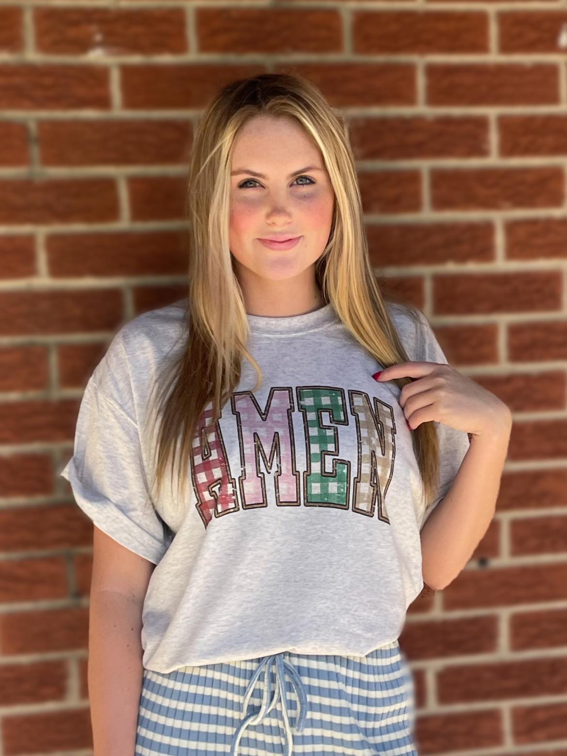 FAUX PATCH AMEN TEE