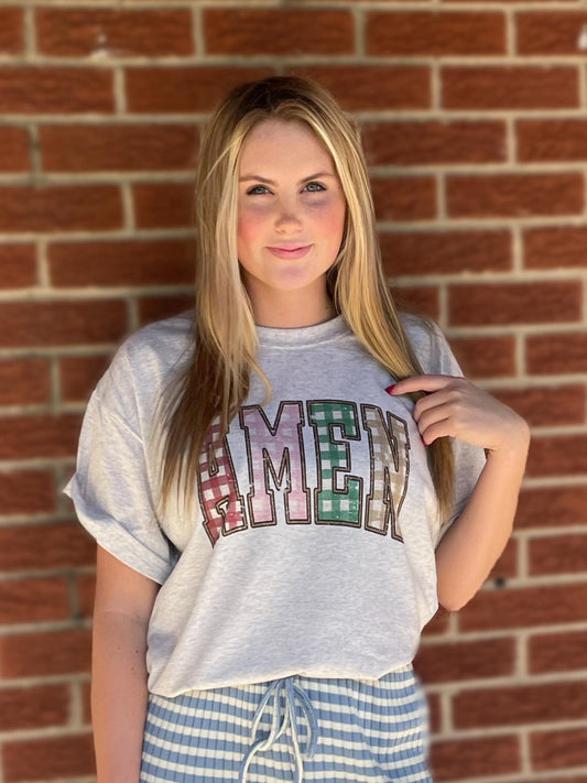 FAUX PATCH AMEN TEE