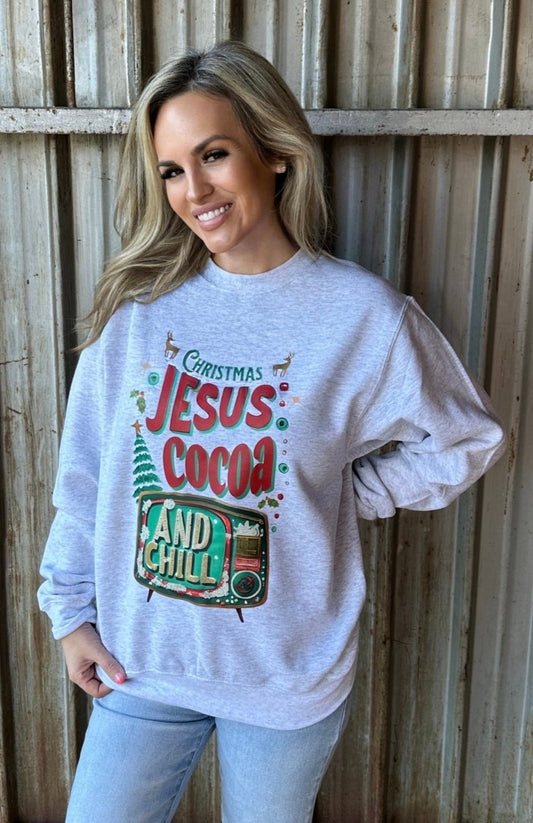 Christmas Jesus Cocoa and Chill Sweatshirt