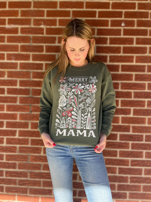 Floral Merry Mama Sweatshirt