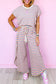 Pink Stripe Rainbow Tee Tasseled String Wide Leg Pants Set