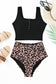 Black Square Neck Sleeveless Fashion Print Tankini Set