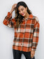 Shiny Plaid Button Up Collared Neck Jacket