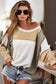 Khaki Exposed Seam Color Block Patchwork Top