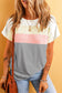 Gray Ribbed Color Block Patchwork T-shirt