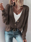 Dark Khaki Open Knit Drop Shoulder Sweater Cardigan