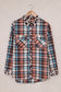 Multicolor Plaid Print Leopard Trim Shirt Jacket