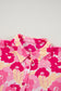 Pink Blooming Floral Print Puff Sleeve Buttoned Shirt