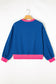 Blue Colorblock Bubble Sleeve Sweatshirt