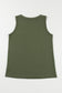 Jungle Green Half Button V Neck Patched Pocket Tank Top