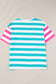 Blue Stripe Contrast Patch Pocket Drop Sleeve T Shirt