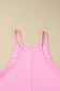 Pink Sleeveless Pocketed V Neck Jersey Romper