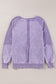 Orchid Petal Solid Waffle Knit Patchwork Raglan Sleeve Sweatshirt