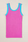 Bright Pink Colorblock Edge Ribbed Knit U Neck Tank Top