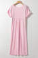 Pink V Neck Hidden Pocket Splits Maxi T-shirt Dress