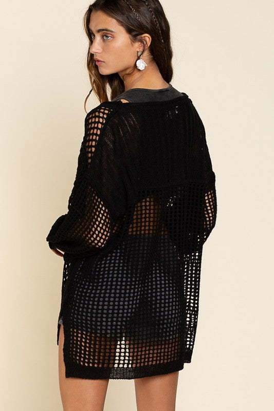 Oversized Fit See-through Pullover Cover Up