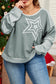 Mist Green Stars Patchwork Round Neck Plus Size T Shirt