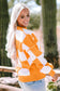 Orange Checkered Bishop Sleeve Sweater