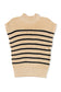 Parchment Striped Ribbed Knit High Neck Sweater