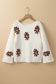 White Colorblock Floral Pattern Round Neck Sweater