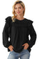 Black Lace Eyelet Ruffle Shoulder Long Sleeve Blouse