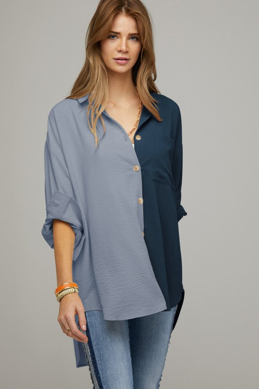 Two Color Button Down Shirt